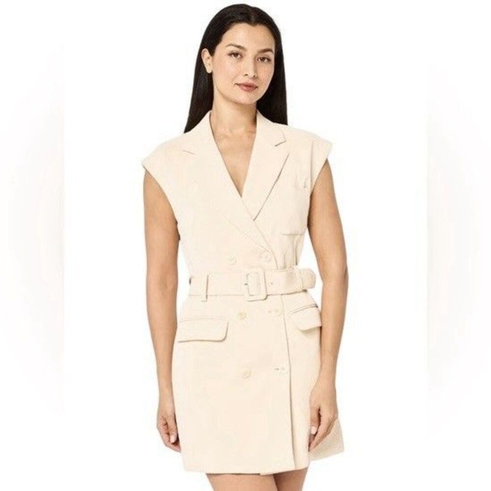 Sandro Alexine Tailored Blazer Dress Size 42 Beige Cream Quiet Luxury Minimalist - Picture 4 of 14
